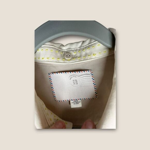 Anthropologie Postmark Cream and Navy Blue Sleeveless Mini Dress Size 6 - Picture 4 of 5